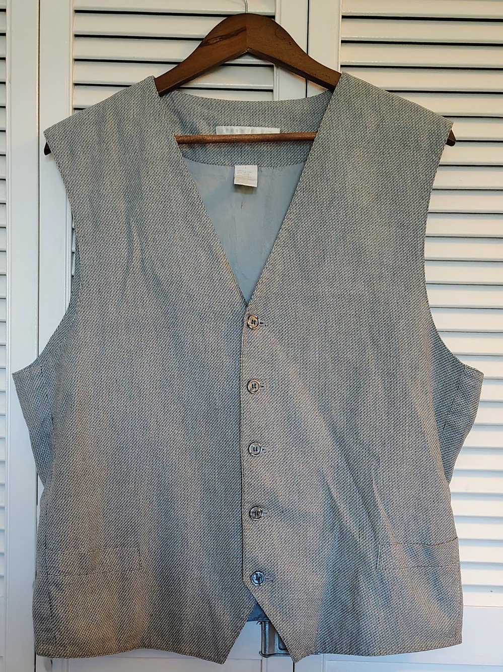 Perry Ellis Light Gray Textured Herringbone Vest Size Large